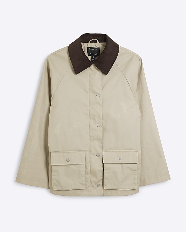 Cream Long Line Barn Jacket