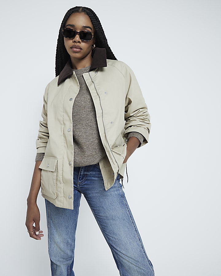 Cream Long Line Barn Jacket