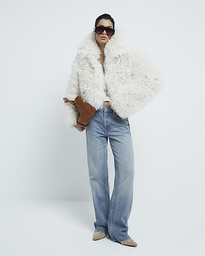 Cream Premium Real Shearling Coat