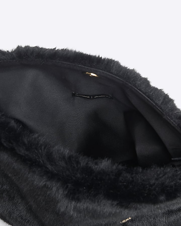 Black Faux Fur Clutch Bag