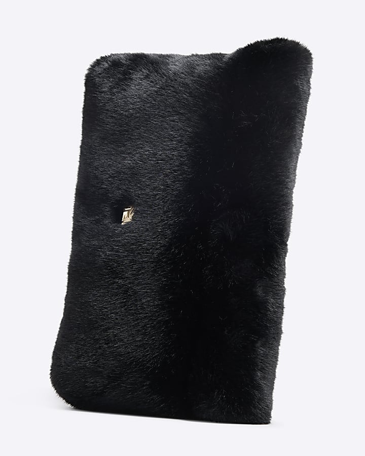 Black Faux Fur Clutch Bag