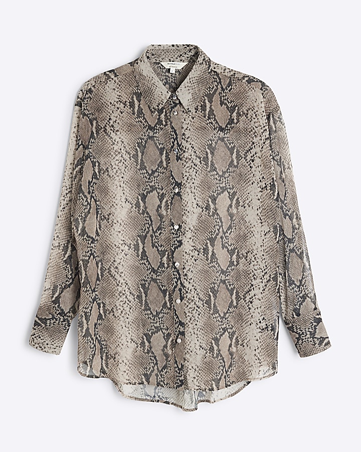 Beige Snake Print Shirt