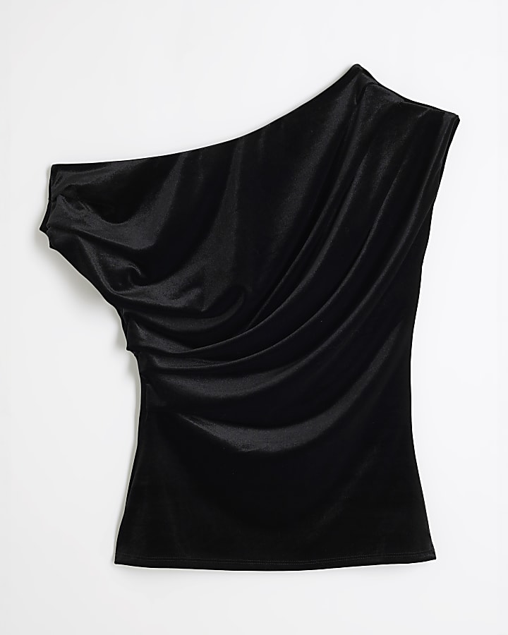 Black Drape Velvet Top