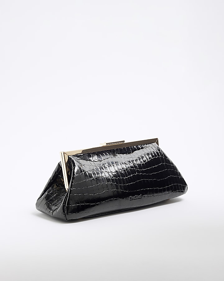 Black Faux Leather Clutch Bag