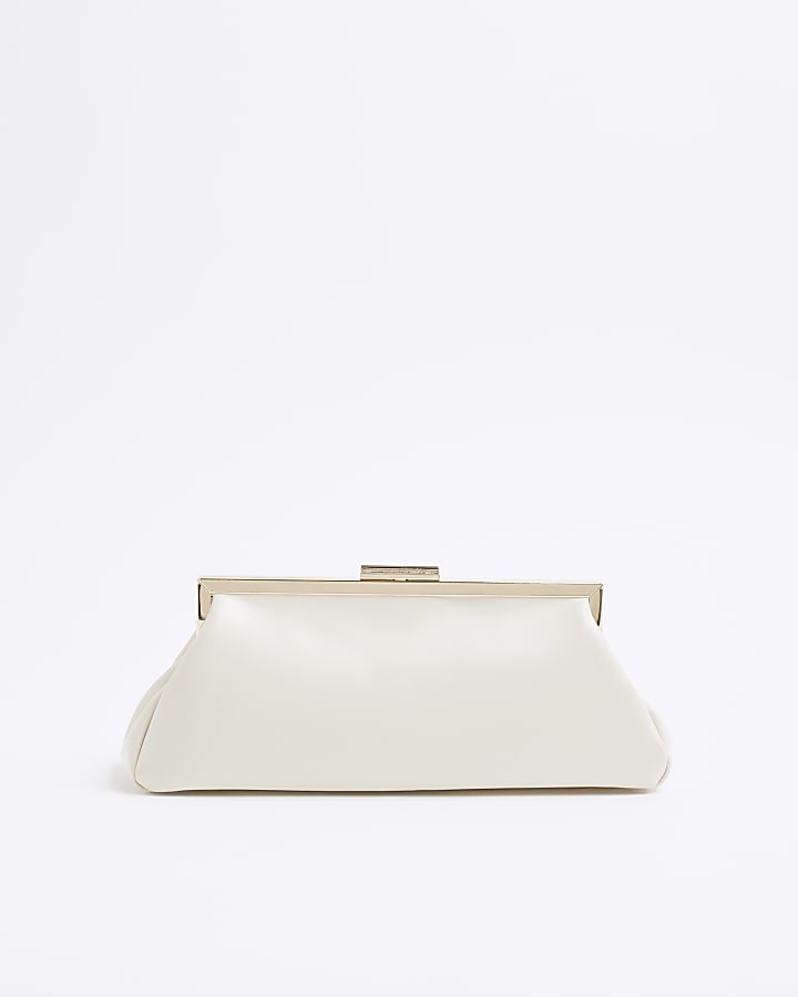 Cream Structured Clutch Bag