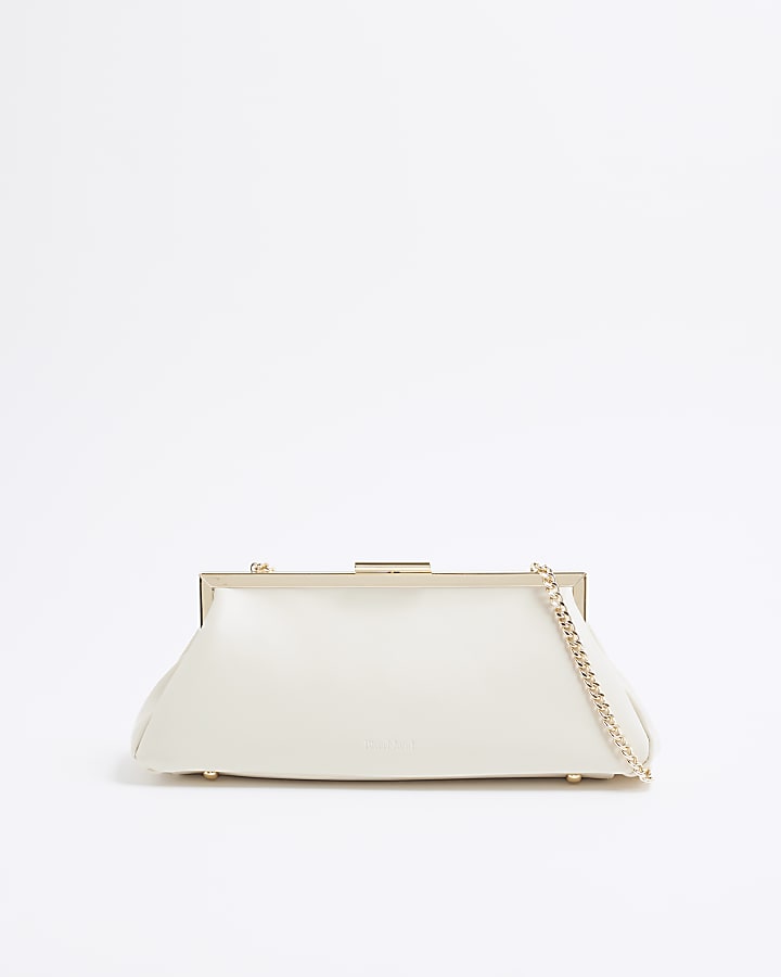 Cream Structured Clutch Bag