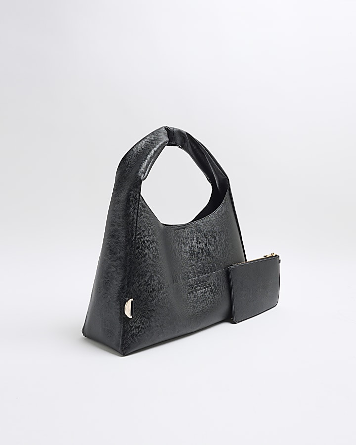 Black Debossed RI Slouch Tote Bag Set