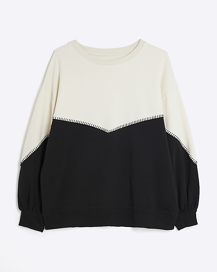 Black Long Sleeved Mono Blocked Sweatshirt