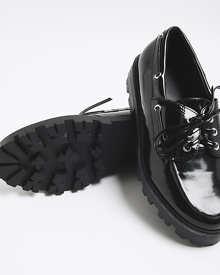 Black Patent Boat Shoes