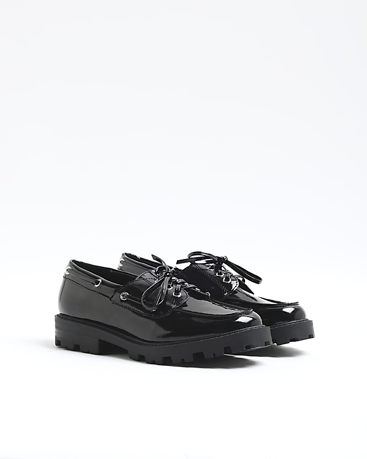 Black Patent Boat Shoes