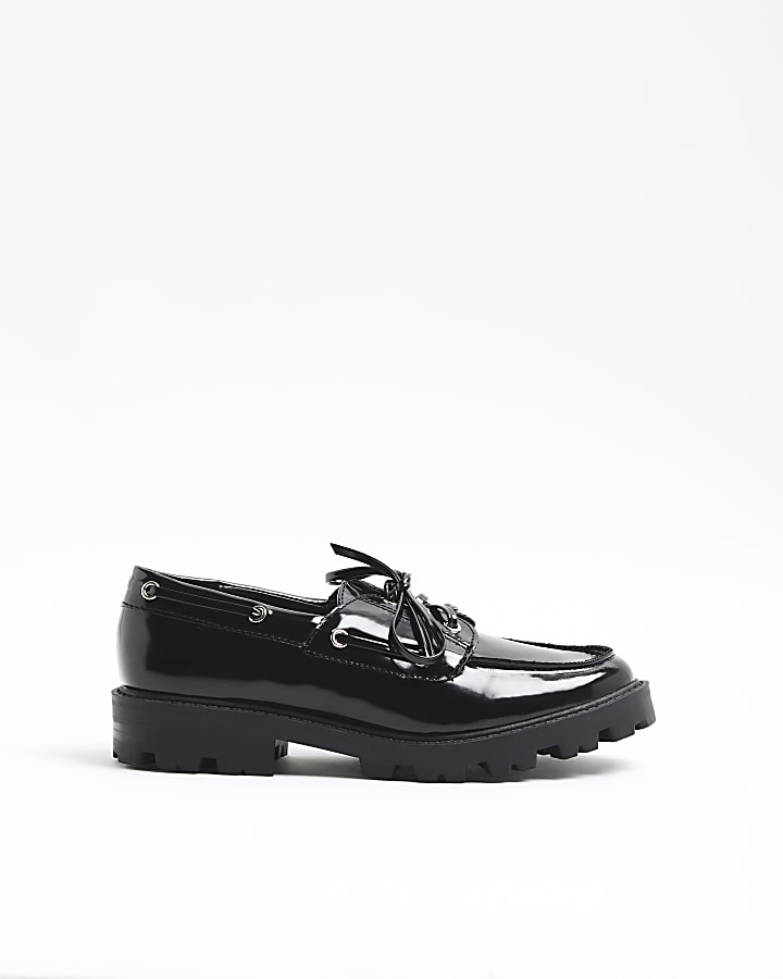 Black Patent Boat Shoes