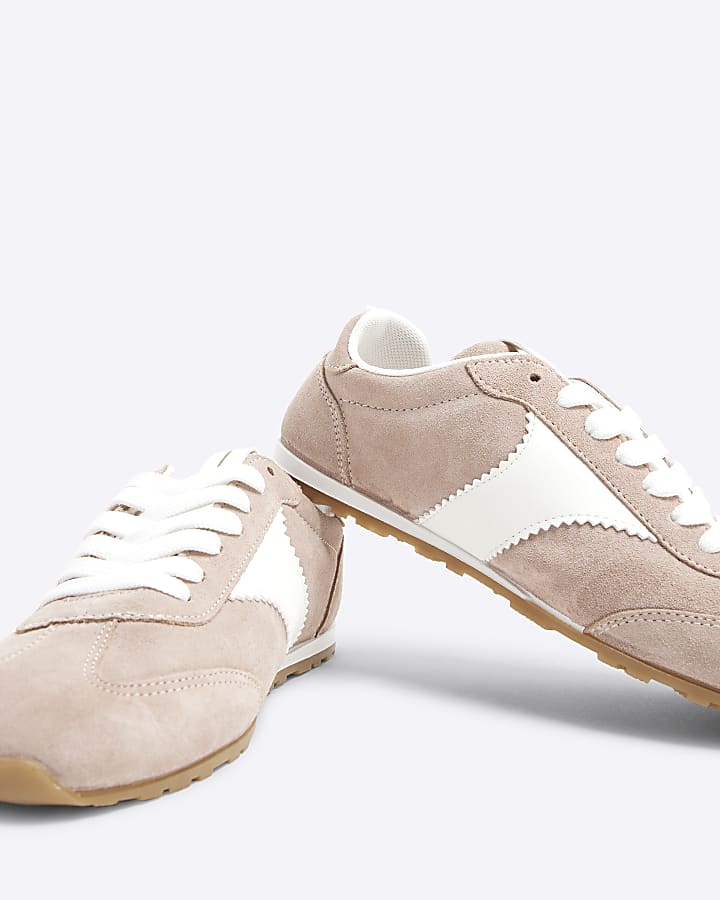 Pink Suede Lace Up Gum Sole Trainers