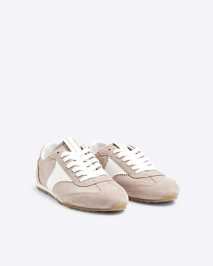 Pink Suede Lace Up Gum Sole Trainers