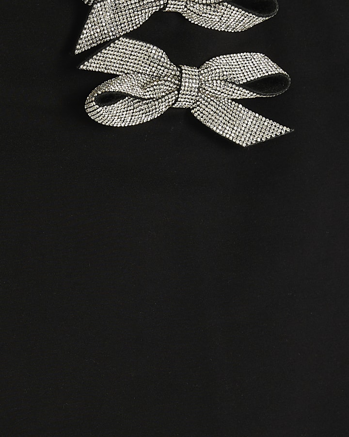 Black Diamante Bow Bandeau Top