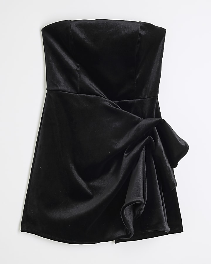 Black 3D Velvet Mini Dress