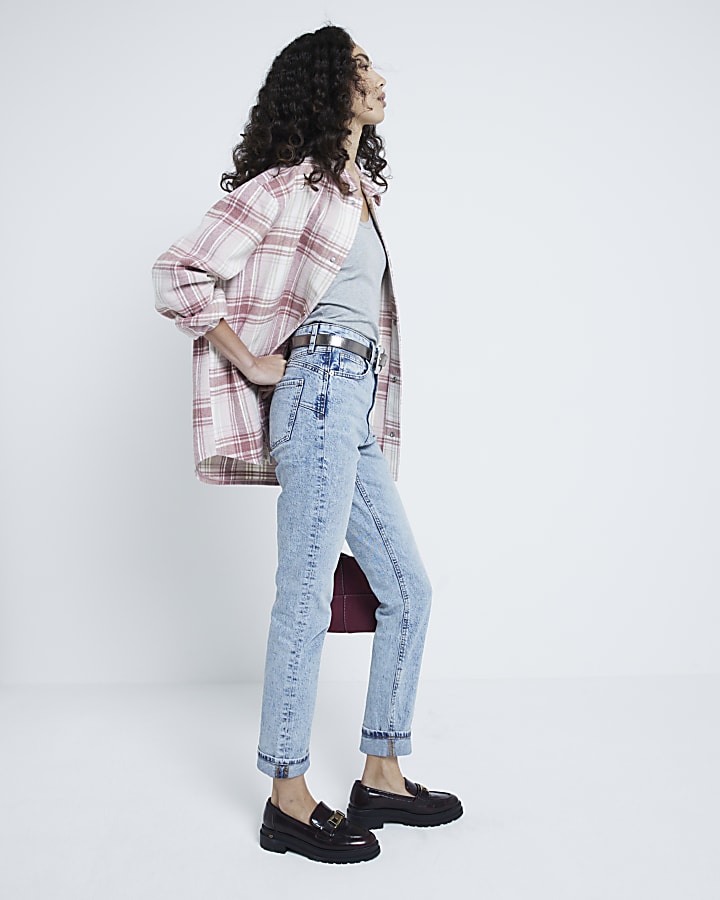 Blue High Rise Sculpt Mom Jeans