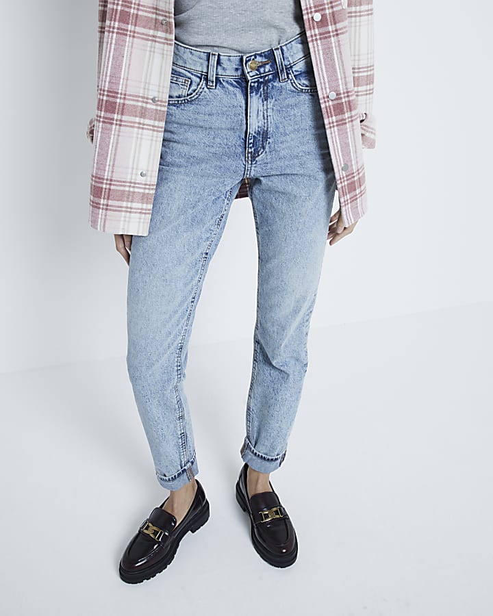 Blue High Rise Sculpt Mom Jeans