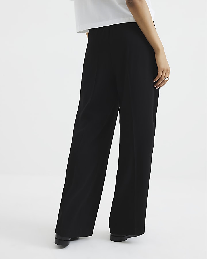 Petite Black Soft Wide Leg Trousers