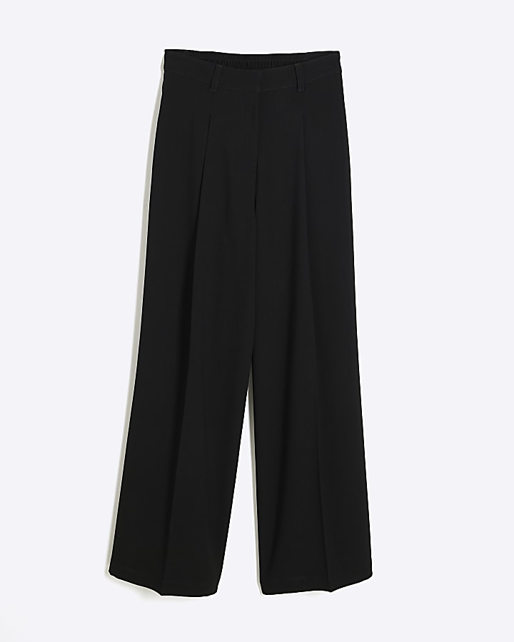 Petite Black Soft Wide Leg Trousers