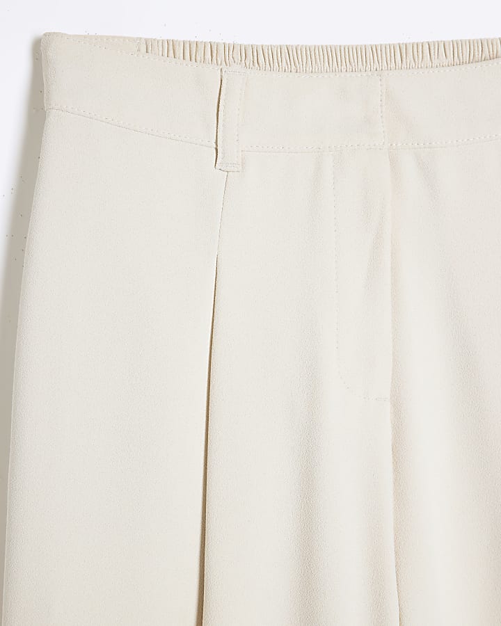 Petite White Soft Wide Leg Trousers