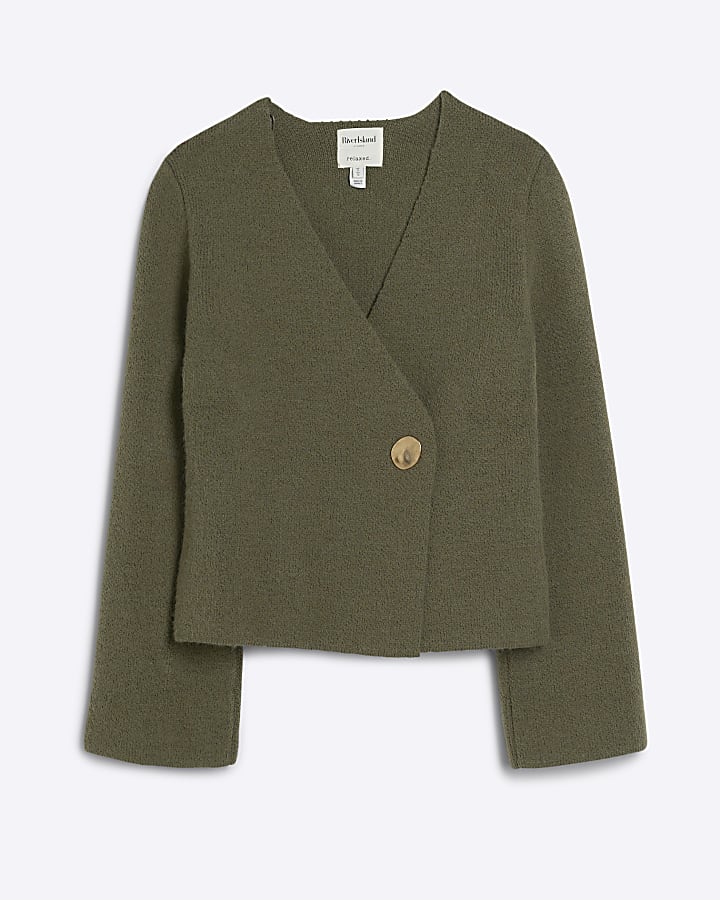 Khaki Long Sleeve Button Cardigan