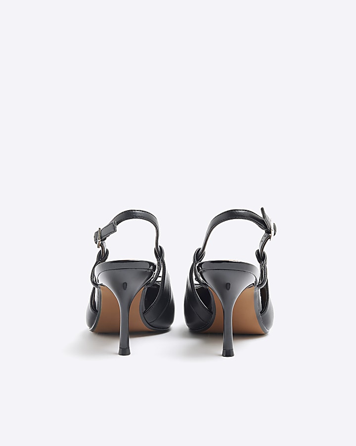 Black Bow Sling Back Court Shoes