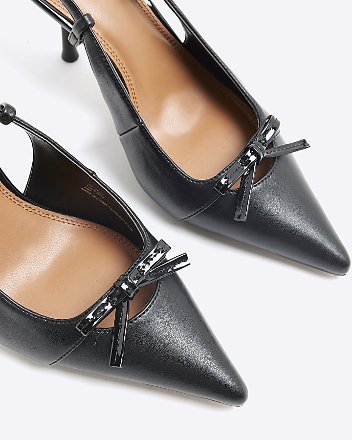 Black Bow Sling Back Court Shoes