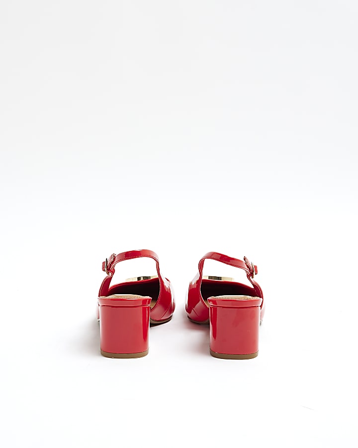 Red Patent Block Court Heels