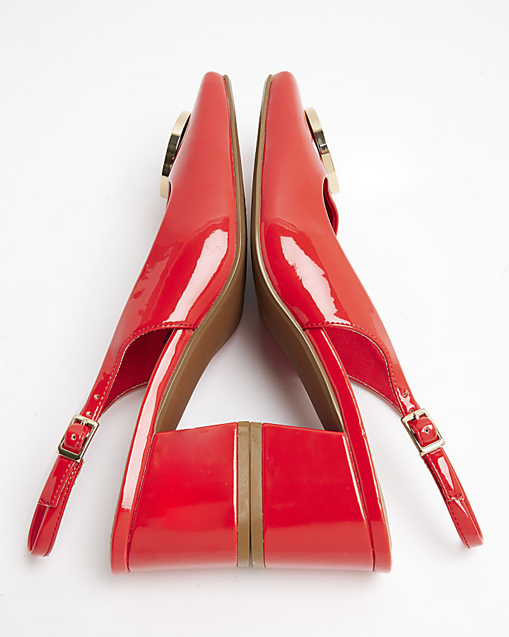 Red Patent Block Court Heels