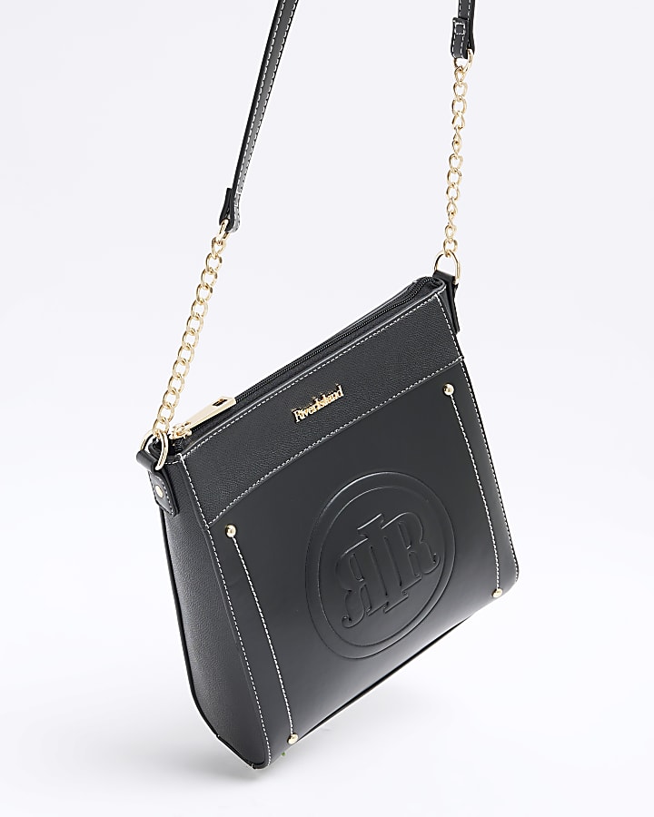 Black Cross Body Embossed Messenger Bag