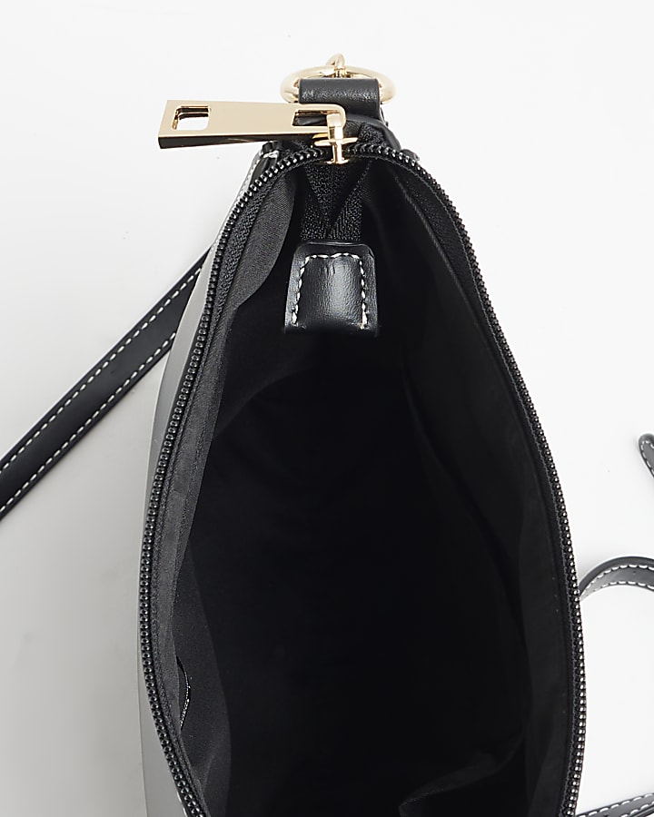 Black Cross Body Embossed Messenger Bag