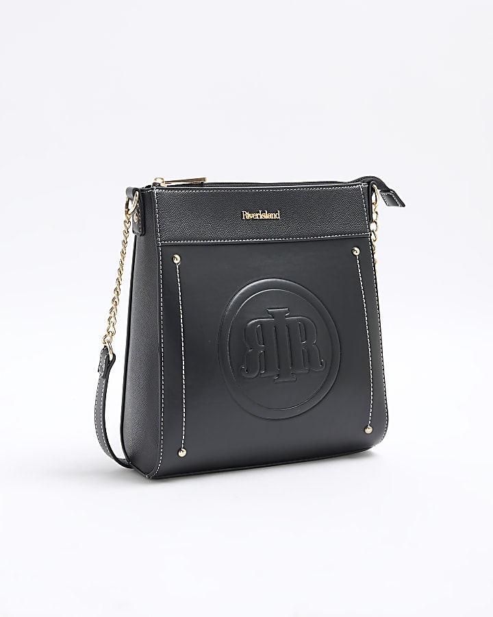 Black Cross Body Embossed Messenger Bag