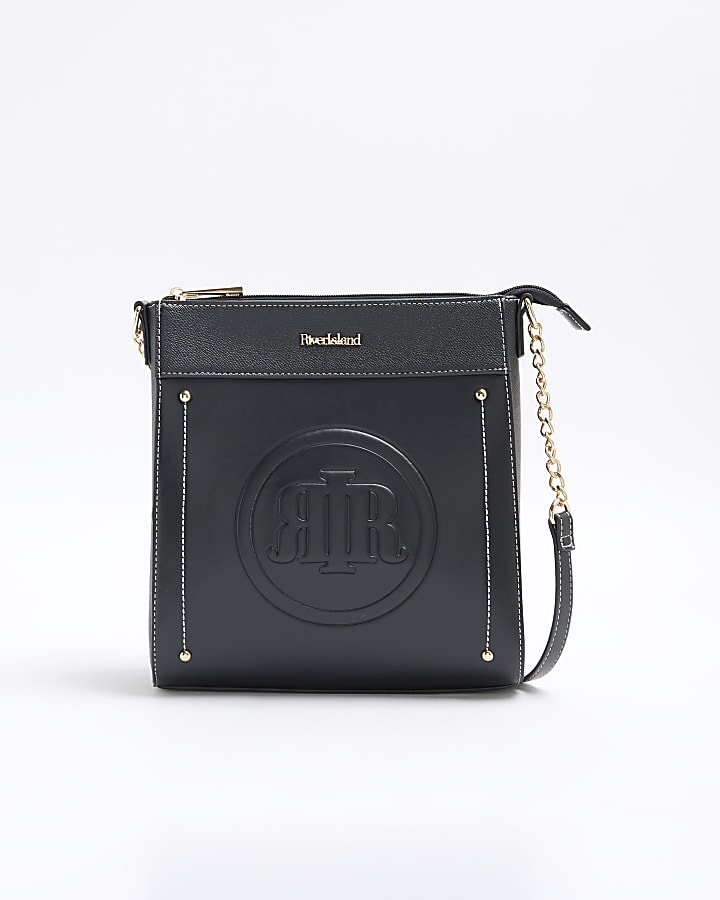 Black Cross Body Embossed Messenger Bag