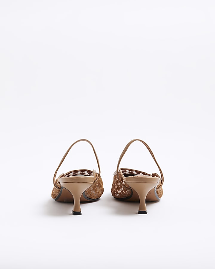 Brown Toe Cap Ankle Strap Court Heels