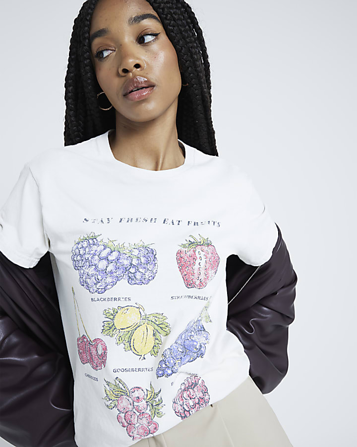 Stone Graphic Fruit Boyfriend T-shirt