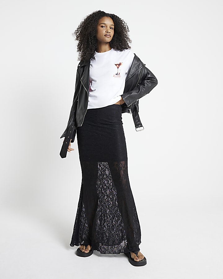 White Martini Print Boyfriend T-shirt