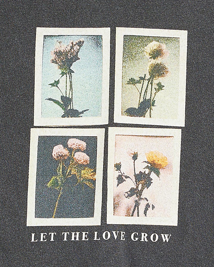 Grey floral photographic boyfriend t-shirt