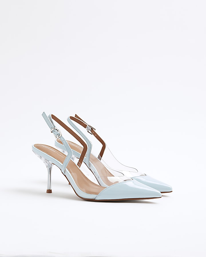 Blue Perspex Sling Back Court Heels