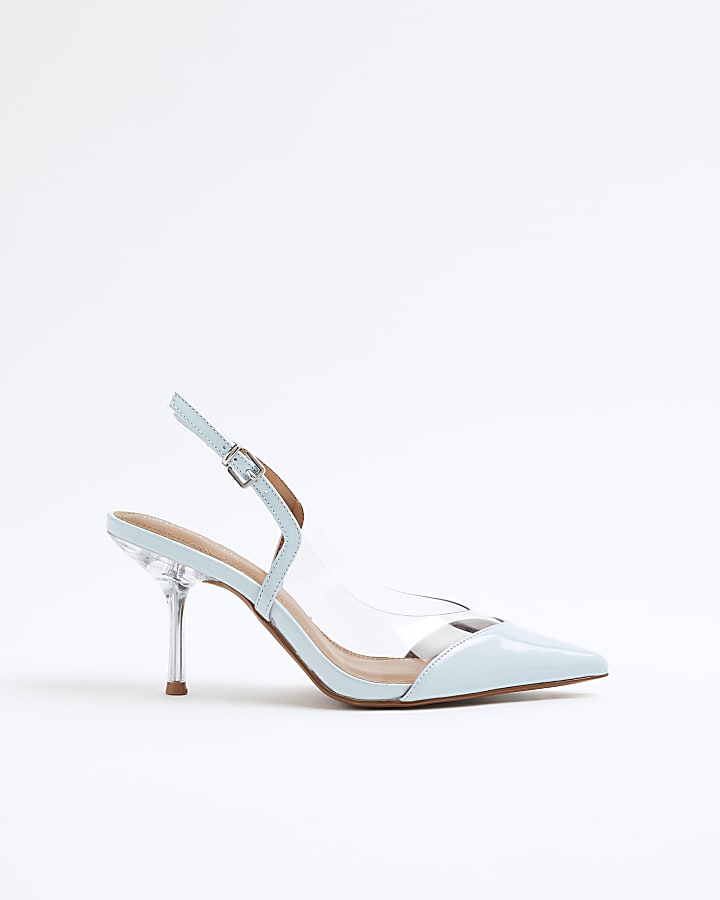 Blue Perspex Sling Back Court Heels