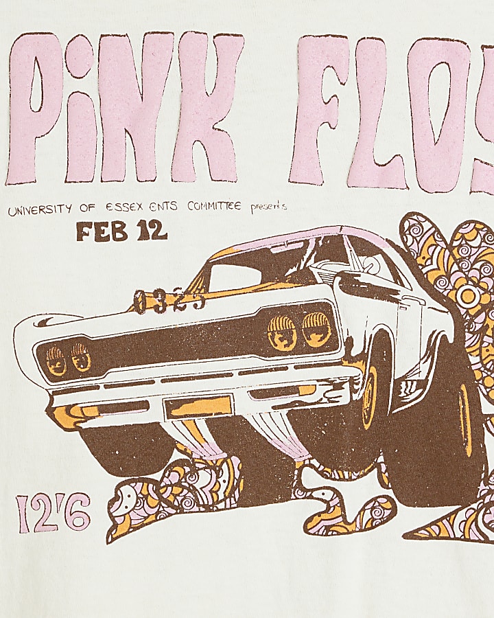 White Pink Floyd Graphic Print T-Shirt