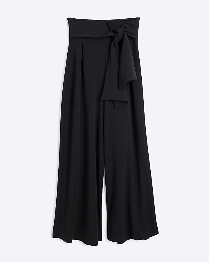 Black High Waisted Wide Leg Trousers