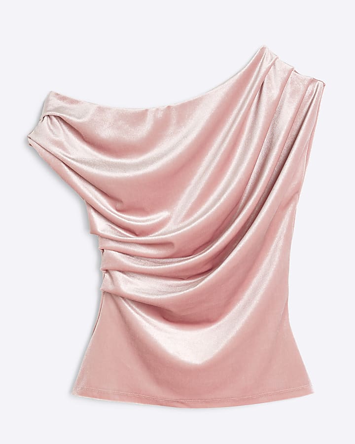 Pink Drape Velvet Top