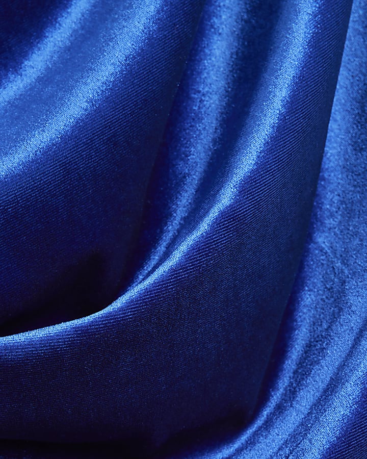 Blue Drape Velvet Top
