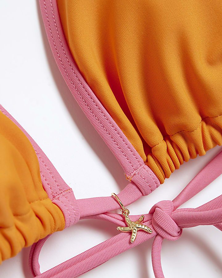 Orange Contrast Trim Bikini Set