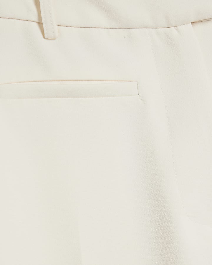 Cream Slim Fit Tailored Flare Trousers