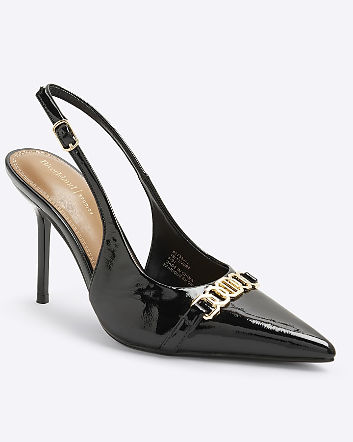 Black Sling Back Court Heels