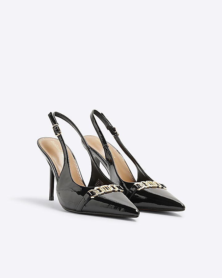 Black Sling Back Court Heels