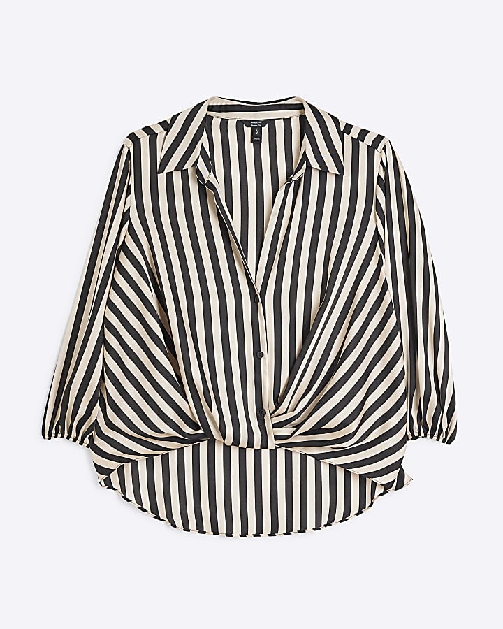 Cream Stripe Wrap Shirt