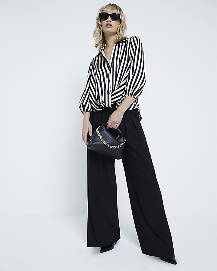Cream Stripe Wrap Shirt