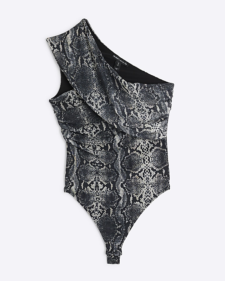 Grey snake print bodysuit